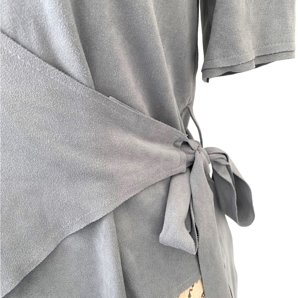 Zara Faux Suede Lace Wrap Top Dusty Blue Size S - Picture 6 of 12